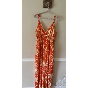Patrons Of Peace Womens Size XL Orange Cream Sleeveless Romper Wide Leg